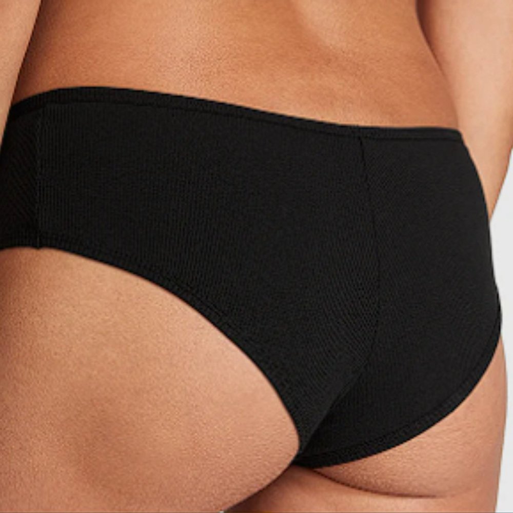 L Black VS PINK COTTON CHEEKSTER PANTY Ribbed NWT